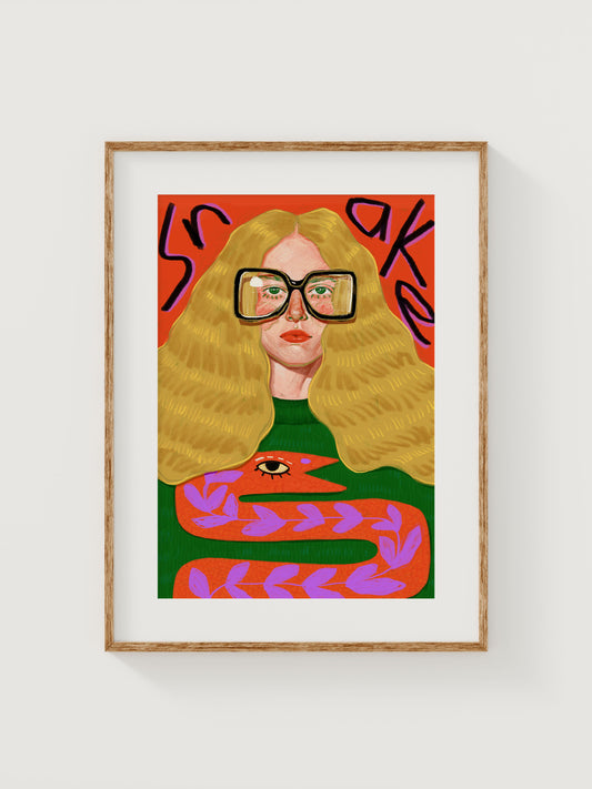 Girl with green Snake Sweater